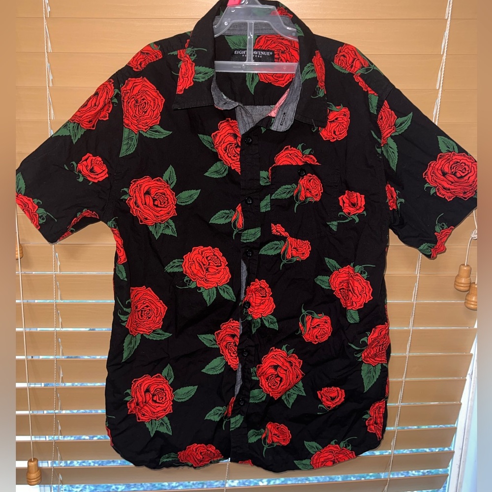 Boys roses button up shirt